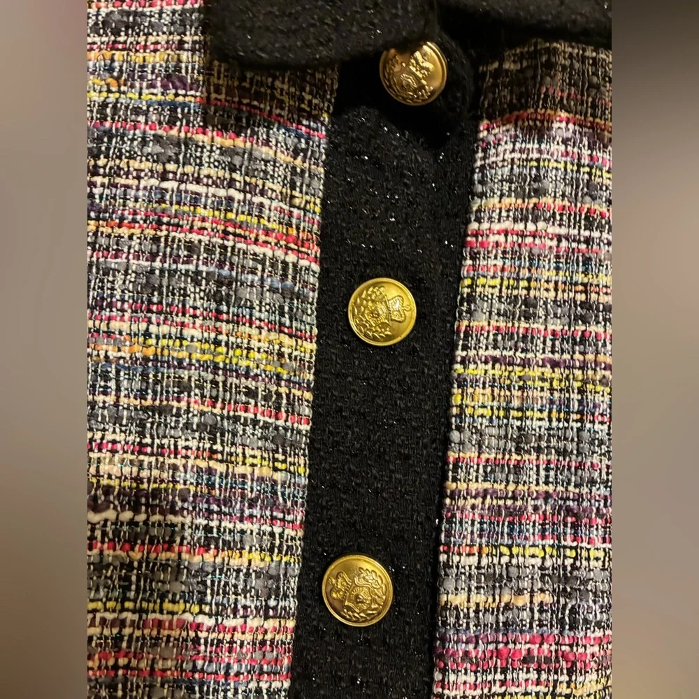 NWTs ALEXIA ADMOR Jenni Collar Button Down Tweed Shirt Mini Dress Size 8 Preppy - Picture 4 of 7